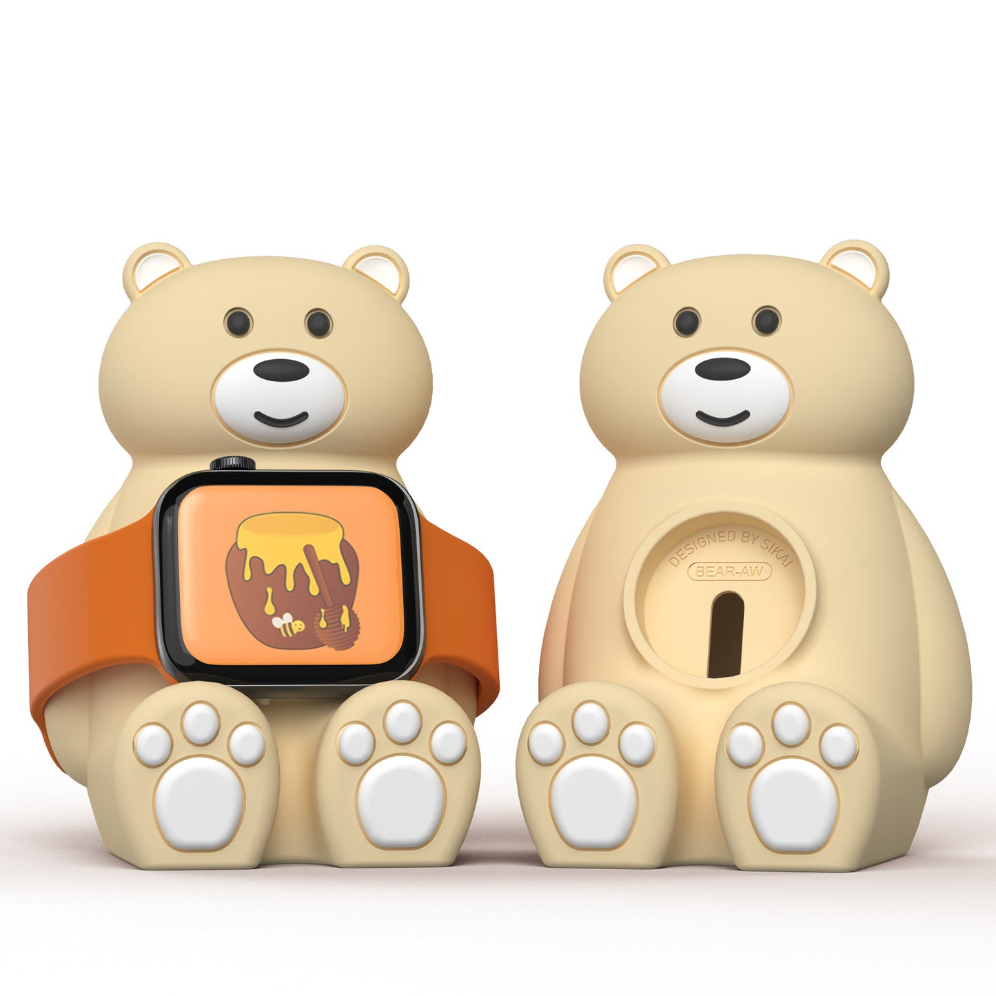 Cute Bear IWatch Charger Stand Compatible With IWatch Series 9-1 45mm,44mm,42mm,41mm,40mm, 38mm For IWatch Charger Cute Soft Silicone,Supports Nightstand Mode,Home Office Use